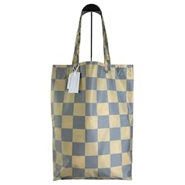 Comme Des Garcons Tote in nylon vintage Comme des Garçons a scacchi giallo chiaro grigio