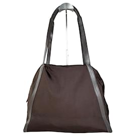 Borsa Tote in Nylon Vintage Gucci Marrone Argento