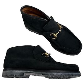 Stivaletti in scamosciato vintage Gucci neri e oro EU35
