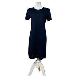 Robe en mélange de coton vintage Yves Saint Laurent bleu marine M