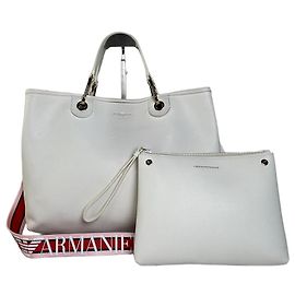 Tote in pelle testurizzata Vintage Emporio Armani Bianco Oro