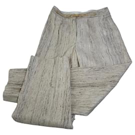 Pantaloni vintage in seta Celine Crema Fibbia dorata M - Céline