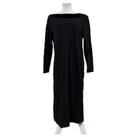 Vintage Givenchy Samtbesatz Kleid Schwarz M