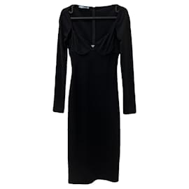 Abito midi nero a maniche lunghe Prada Taglia 40
