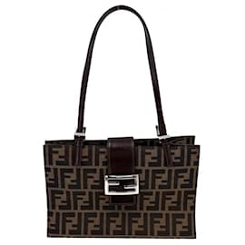 Sac cabas Fendi en toile marron et cuir