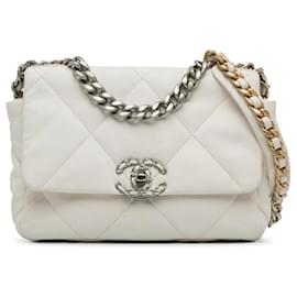 Borsa Chanel 19 in agnello bianco con finiture bicolore