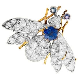 Autre Marque Spilla antica "Abeille", oro giallo, argento, zaffiro e diamanti.