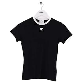 T-shirt de algodão preta Courreges