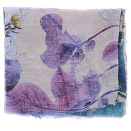 Faliero Sarti Blauer Schal mit Vogelprint