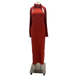 Vestido maxi de seda rojo Nanushka
