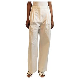 Autre Marque Pantalones plisados de algodón blanco - talla UK 6
