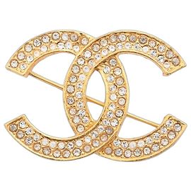 Chanel Broche 174 Coco Mark em ouro com strass