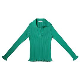 Polo de punto acanalado verde Bottega Veneta