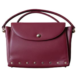 Borsa a tracolla in pelle bordeaux con borchie Lanvin