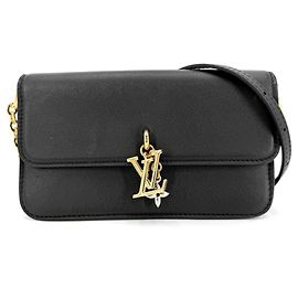 Borsa a tracolla con portafoglio a catena in pelle nera Louis Vuitton