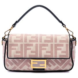 Borsa a tracolla Fendi Pink Zucca in tela ricamata
