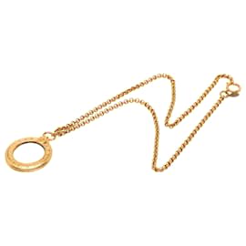 Collana con pendente lente d'ingrandimento Chanel Gold CC placcato oro