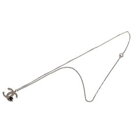 Collana con pendente Chanel Silver CC Brass Crystal