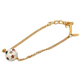 Chanel CC Gold Fußball-Charm-Armband aus Resin und Kristall, goldbeschichtet
