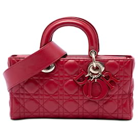 Dior Red Medium Lambskin Cannage Lady D Joy