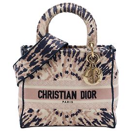 Dior Lady D Lite aus bestickter Tie-Dye-Leinwand in Pink, Größe Medium