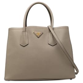Prada Borsa Saffiano Cuir Double Grigio Medium