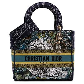 Lady D Lite in tela ricamata Zodiac blu Medium di Dior