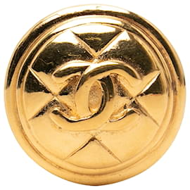 Spilla rotonda trapuntata Chanel Gold CC placcata oro