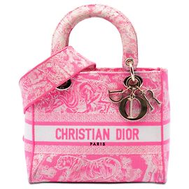 Lady D Lite in tela Toile De Jouy ricamata rosa, taglia Medium, Dior
