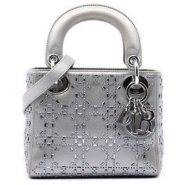 Lady Dior Dior Grigio Mini Satin Cannage con Cristalli