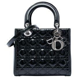 Dior Lady Dior Cannage nero medio in vernice