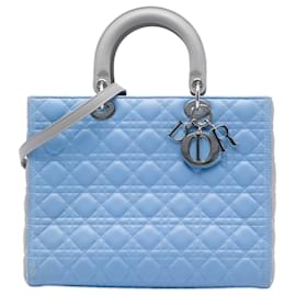 Lady Dior in agnello bicolore blu grande