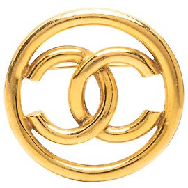 Spilla rotonda Chanel Gold CC placcata oro