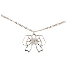 Collana con pendente Chanel Silver CC Brass Strass Bow