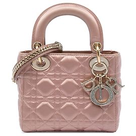 Lady Dior Mini in raso rosa con cristalli Swarovski Cannage