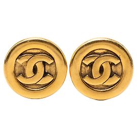 Orecchini Chanel Gold CC placcati oro tondi con clip