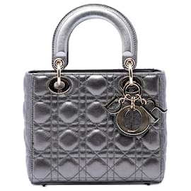 Dior Grigio Pelle di Agnello Metallizzato Piccolo Cannage My ABCDior Lady Dior