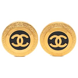 Orecchini a clip Chanel Gold CC placcati oro e resina tonda