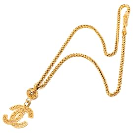 Collana con pendente a sfera filigrana CC placcato oro Chanel Gold