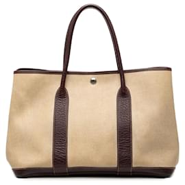 Hermès Beige Toile and Buffle Skipper Garden Party 36