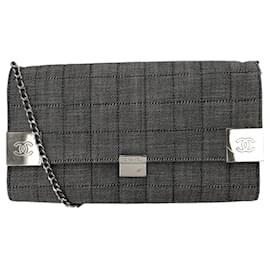 Borsa a tracolla in denim grigio Chanel