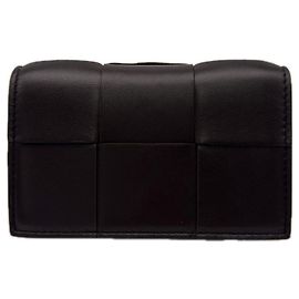 Porta-cartões em pele de cordeiro marrom Bottega Veneta