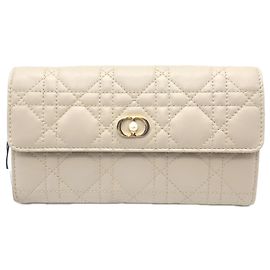 Portafoglio lungo Christian Dior Cannage in agnello Jolie Orchid