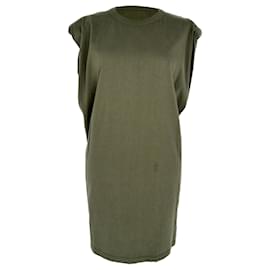 Autre Marque Vestido mini con hombreras The Frankie Shop en algodón oliva