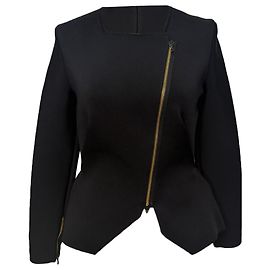 Blazer peplum con cremallera diagonal en viscosa negra Roland Mouret