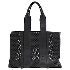 Borsa Tote Woody Large in pelle nera Chloé