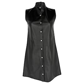 Prada Mini-Hemdenkleid aus schwarzem Leder