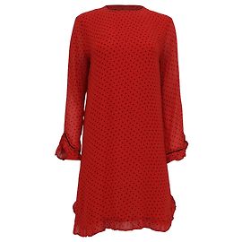 Vestido de georgette con estampado de lunares Mullin de Ganni en viscosa roja