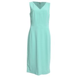 Dolce & Gabbana V-Neck Midi Dress in Turquoise Viscose