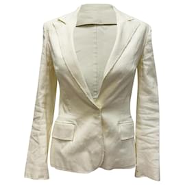 Blazer Lanvin de botonadura sencilla en lino blanco